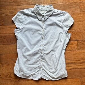 Tommy Hilfiger Blue Striped Cap Sleeve Button-Up Shirt